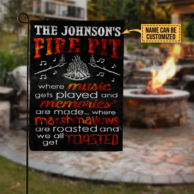Personalized Camping Firepit Get Toasted Black Customized Flag - Image 4