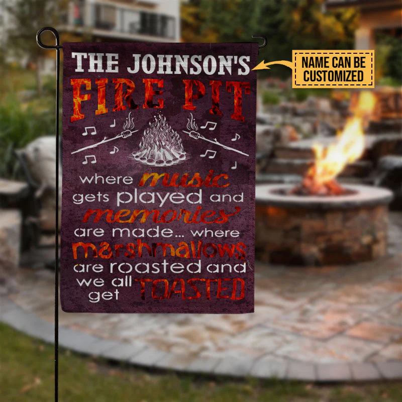 Personalized Camping Firepit Get Toasted Black Customized Flag - Image 6