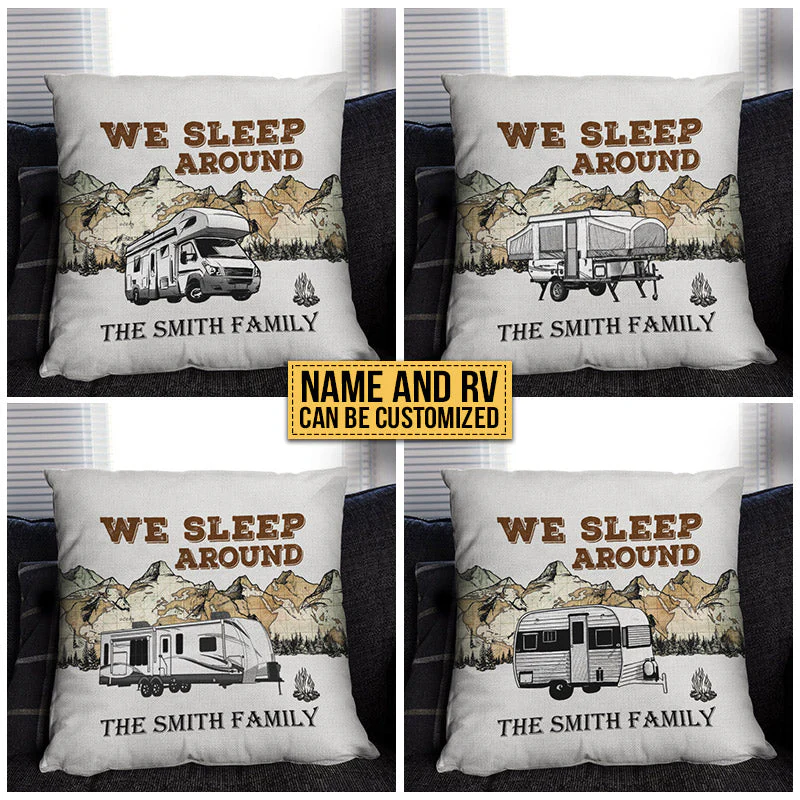 Personalized Camping Map We Sleep Around Customized Pillow - Image 3