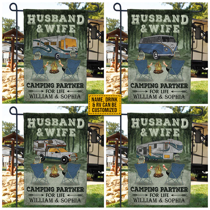 Personalized Camping Partners For Life Customized Flag - Image 2