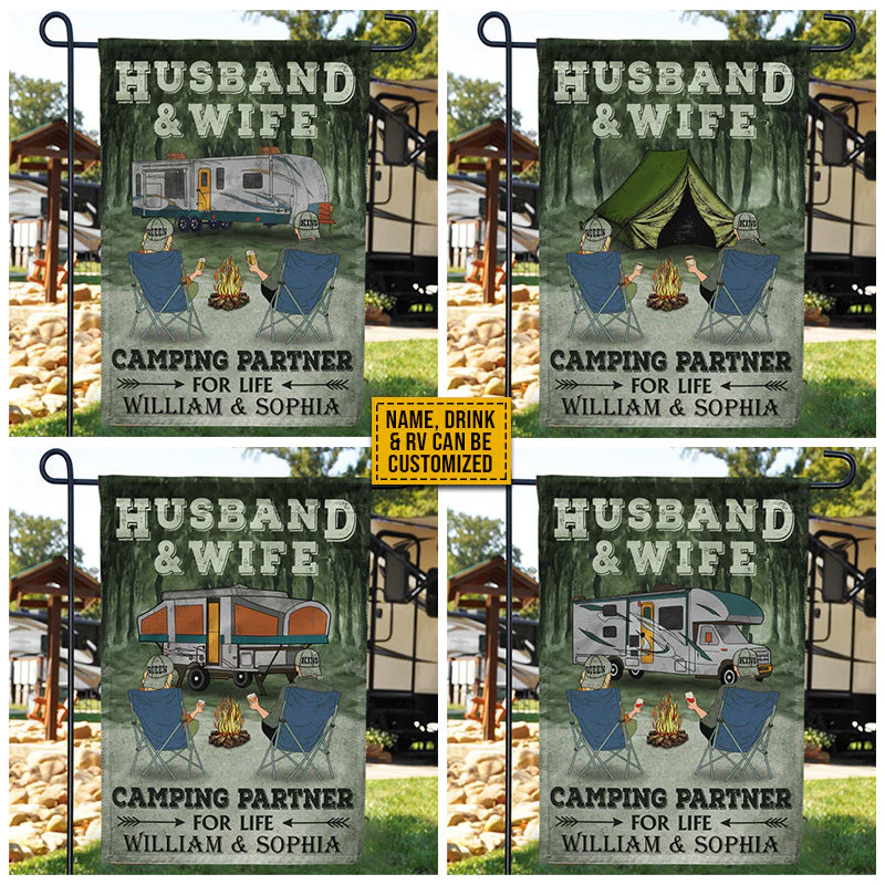 Personalized Camping Partners For Life Customized Flag - Image 3