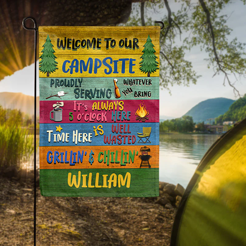 Personalized Camping Proudly Serving Custom Flag, Camping Gift - Image 2