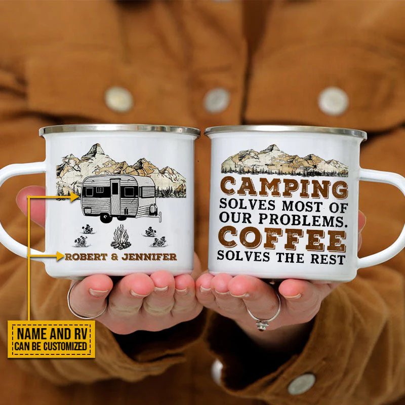 Personalized Camping Solves Problems Customized Campfire Mug - Image 4