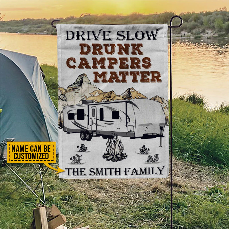 Personalized Camping Travel Trailer Drunk Camper Customized Flag - Image 3