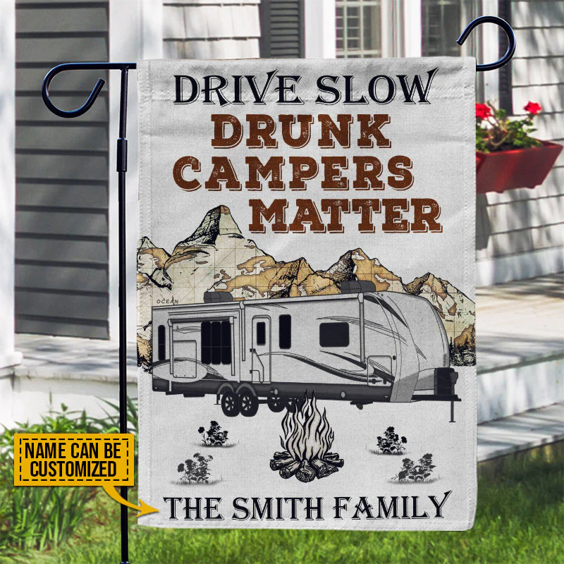 Personalized Camping Travel Trailer Drunk Camper Customized Flag - Image 4