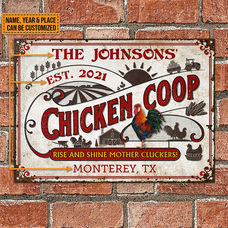 Personalized Chicken Coop Rise And Shine White Custom Classic Metal Signs - Image 2