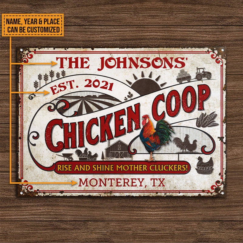 Personalized Chicken Coop Rise And Shine White Custom Classic Metal Signs - Image 4