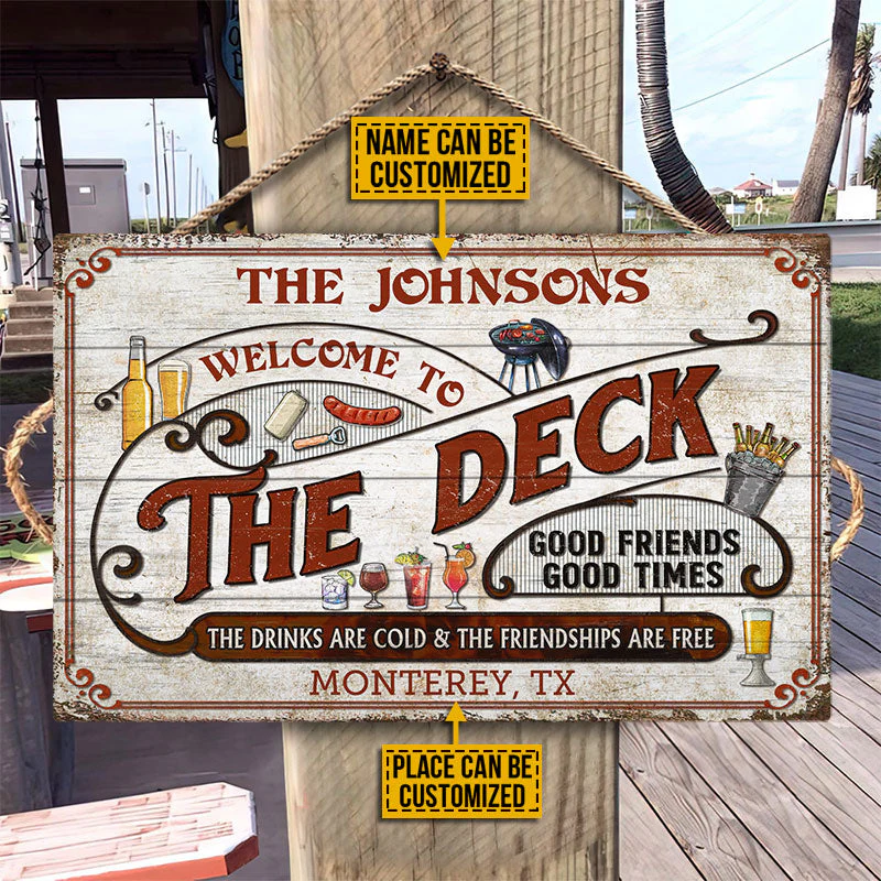 Personalized Deck Grilling Red Drinks Are Cold Custom Wood Rectangle Sign - Image 2