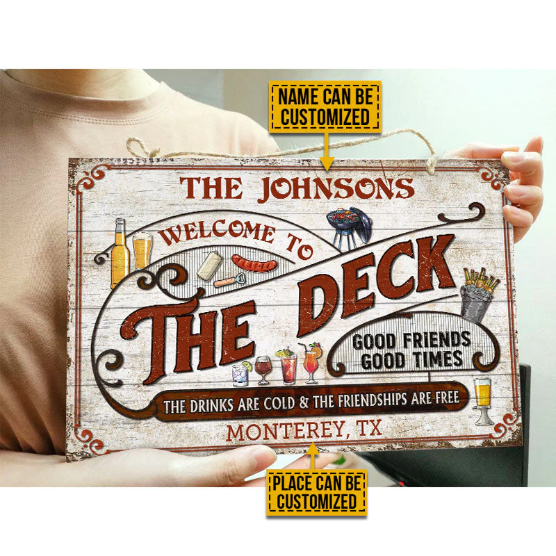 Personalized Deck Grilling Red Drinks Are Cold Custom Wood Rectangle Sign - Image 3