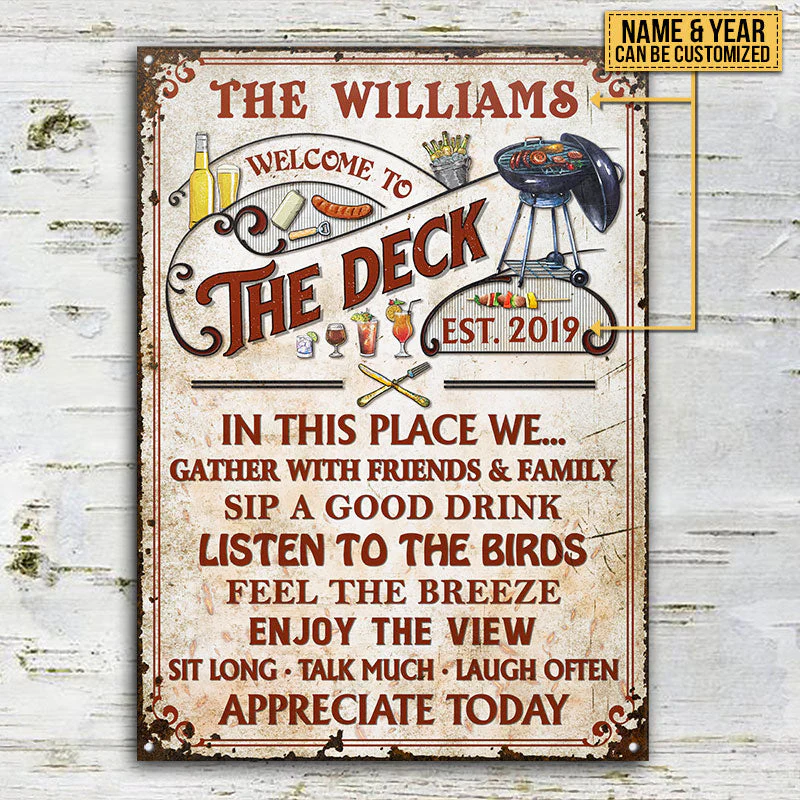 Personalized Deck Grilling Red Gather With Friends Custom Classic Metal Signs - Image 3