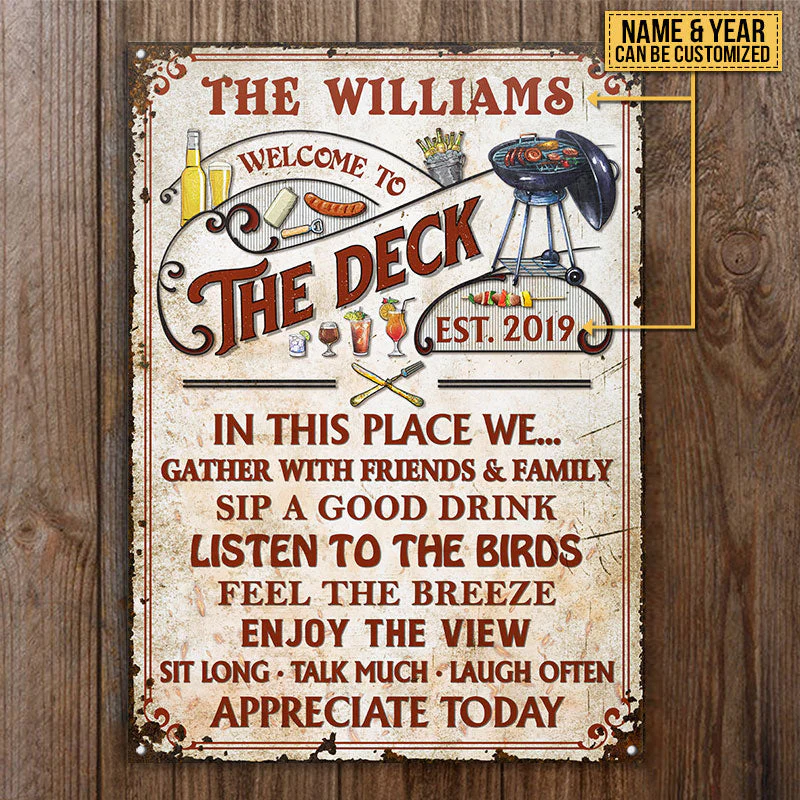 Personalized Deck Grilling Red Gather With Friends Custom Classic Metal Signs - Image 4