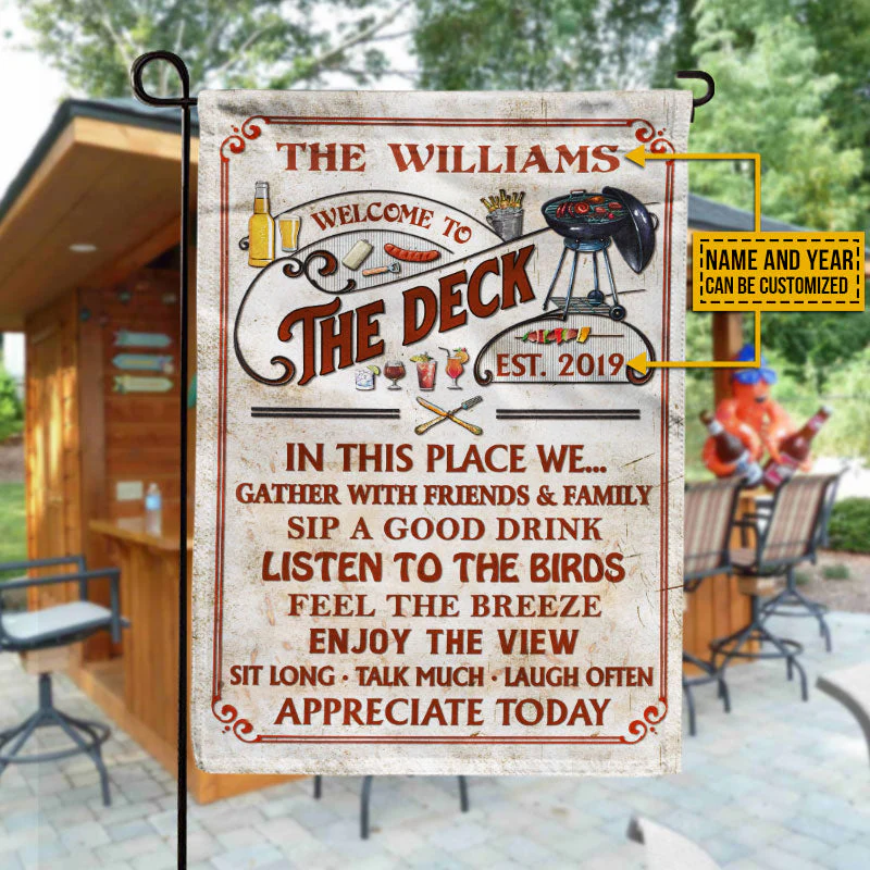 Personalized Deck Grilling Red Gather With Friends Custom Flag - Image 3