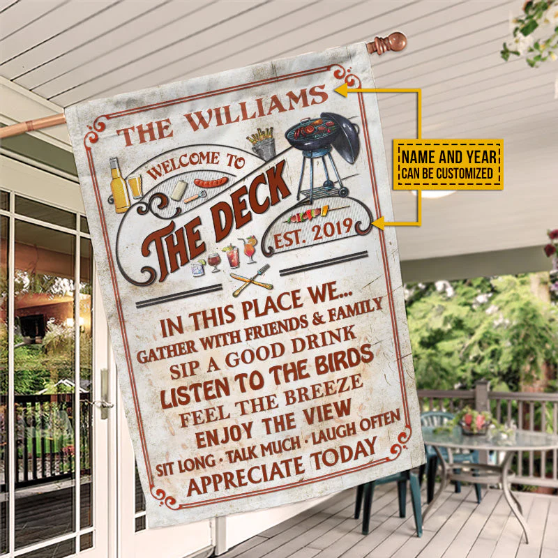 Personalized Deck Grilling Red Gather With Friends Custom Flag - Image 4