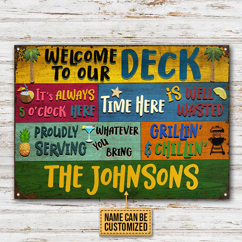 Personalized Deck Welcome Grillin And Chillin Custom Classic Metal Signs - Image 3