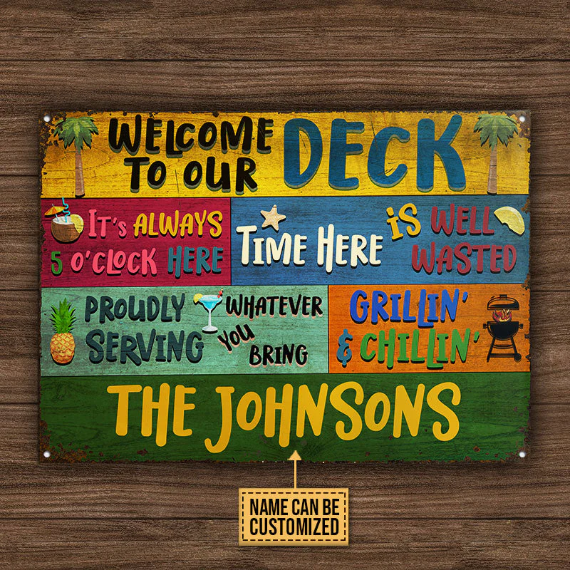 Personalized Deck Welcome Grillin And Chillin Custom Classic Metal Signs - Image 4
