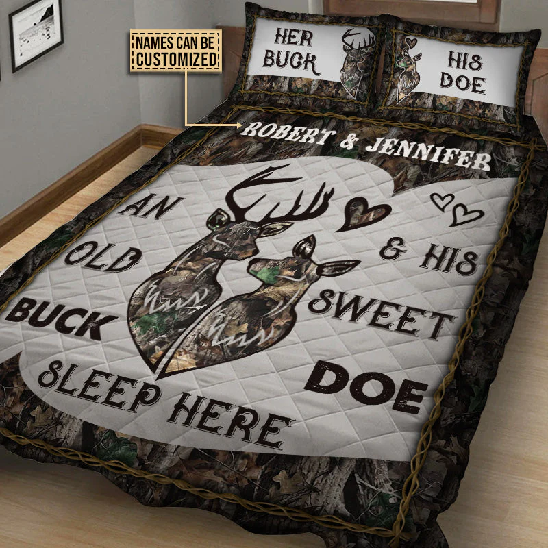 Personalized Deer Color Couple Camo Sleep Here Customized Quilt Bedding - Image 3