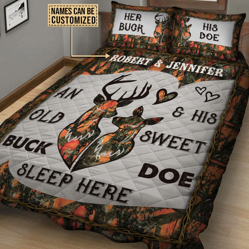 Personalized Deer Color Couple Camo Sleep Here Customized Quilt Bedding - Image 5