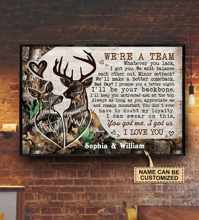 Personalized Deer Couple Camo We're A Team Poster - Image 2