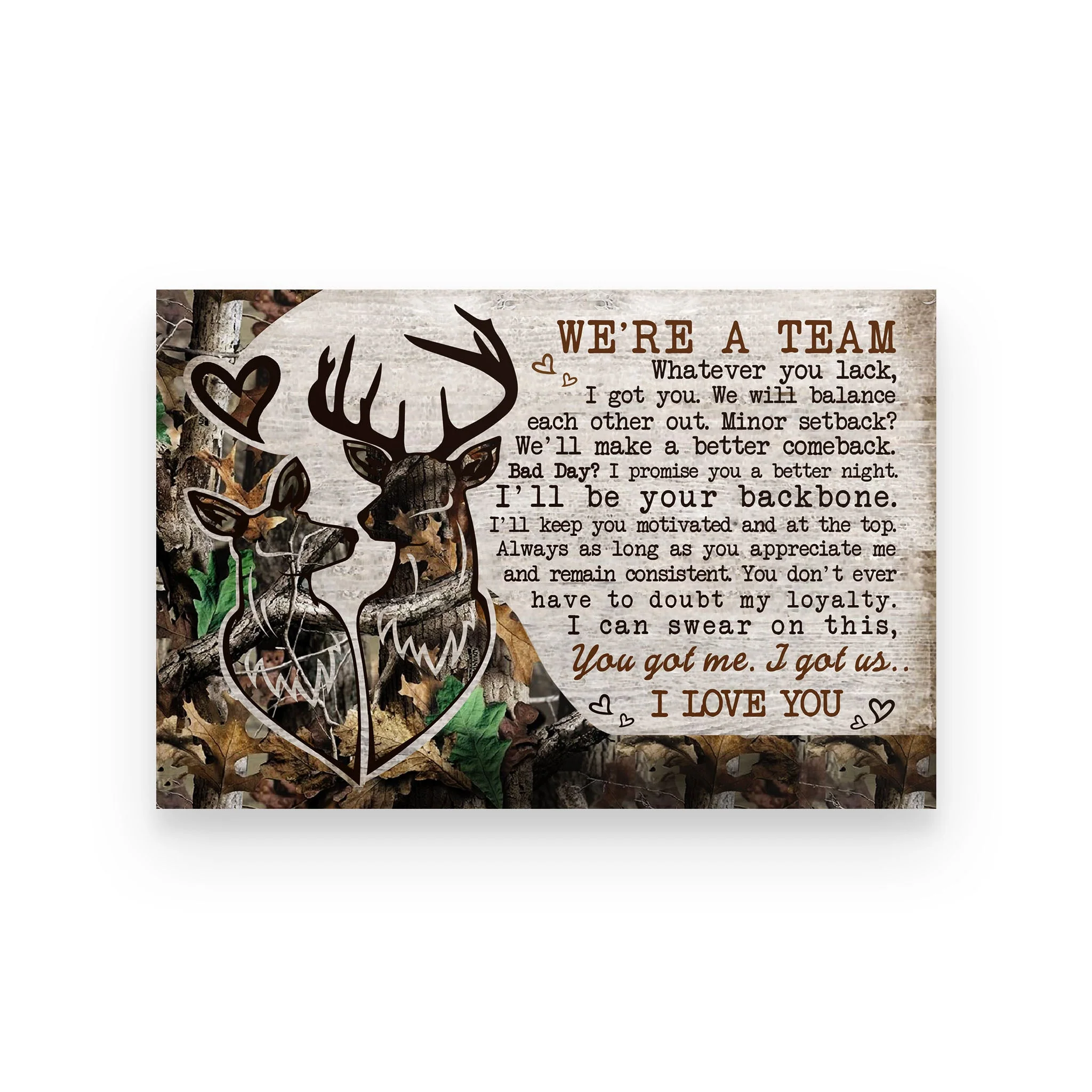 Personalized Deer Couple Camo We're A Team Poster - Image 4