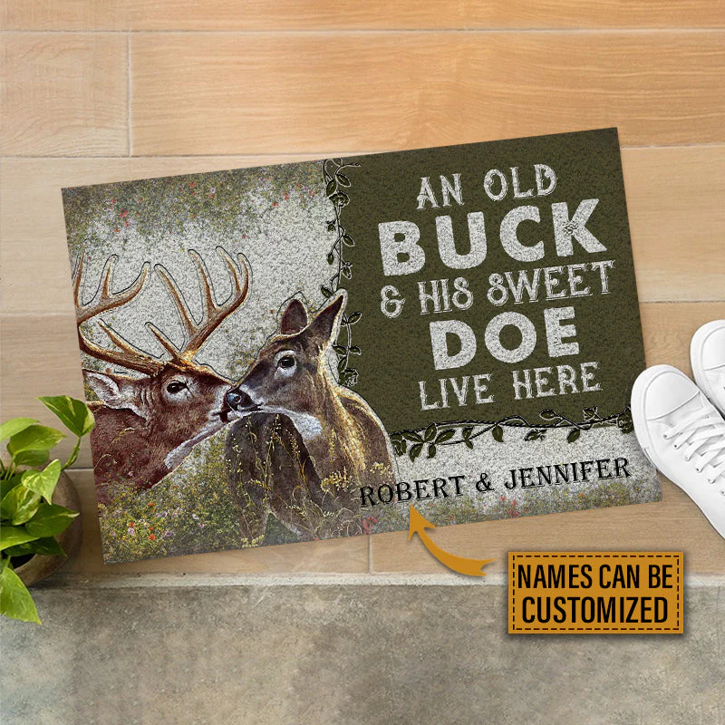 Personalized Deer Forest Old Buck Sweet Doe Customized Doormat - Image 3