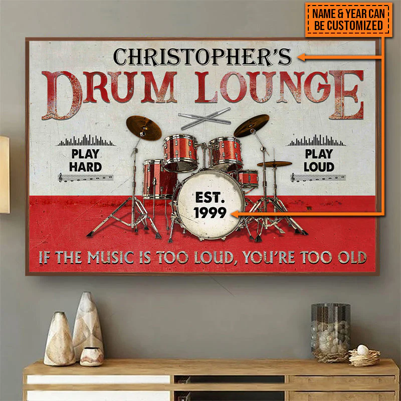 Personalized Drum Lounge Play Hard Play Loud Customized Poster & Canvas - Image 3