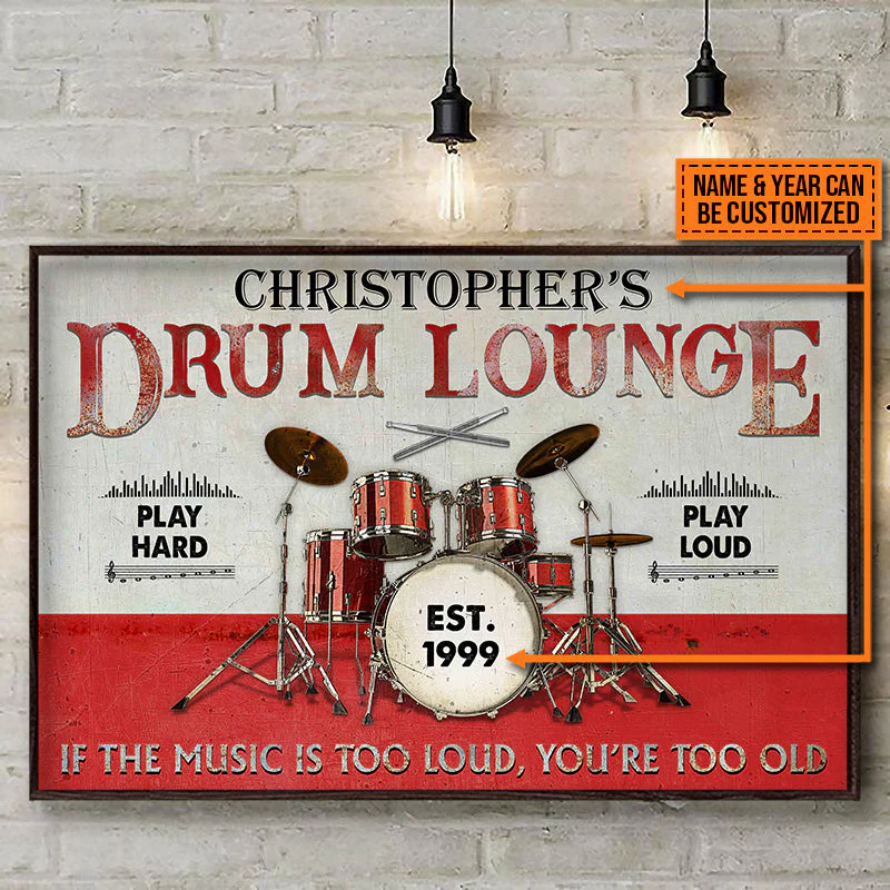 Personalized Drum Lounge Play Hard Play Loud Customized Poster & Canvas - Image 4