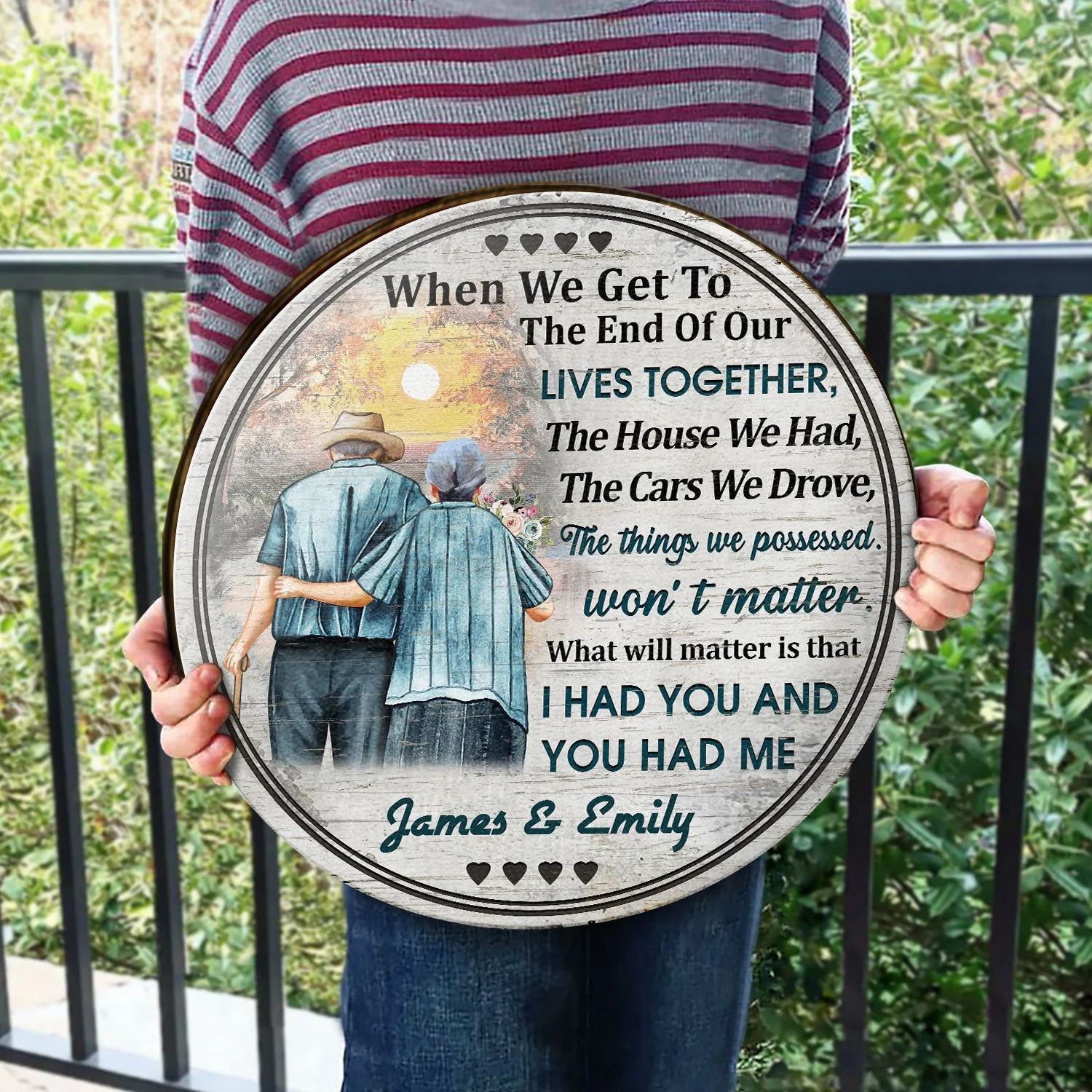 Personalized Family Old Couple When We Get Customized Wood Circle Sign - Image 3