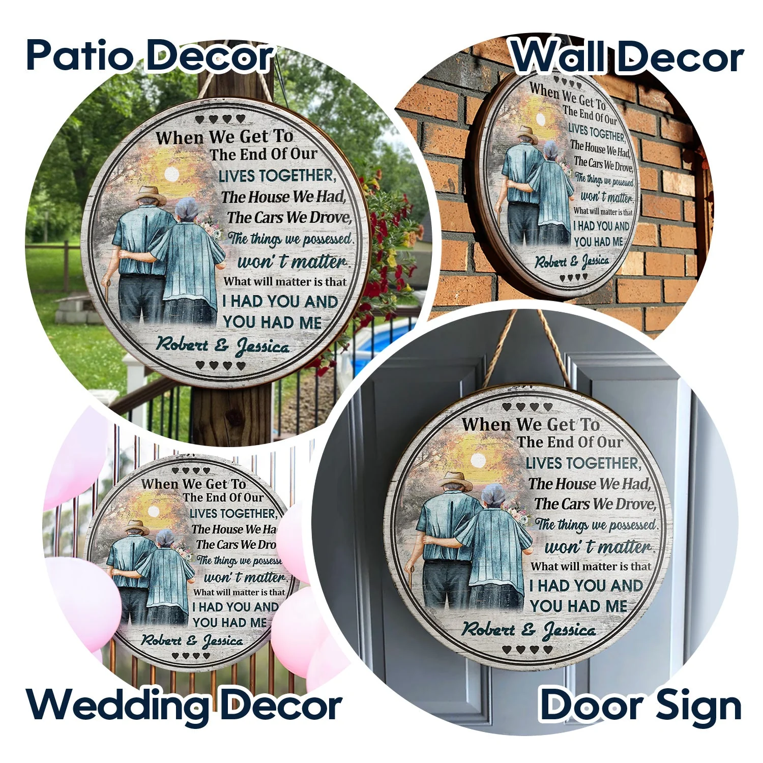 Personalized Family Old Couple When We Get Customized Wood Circle Sign - Image 4
