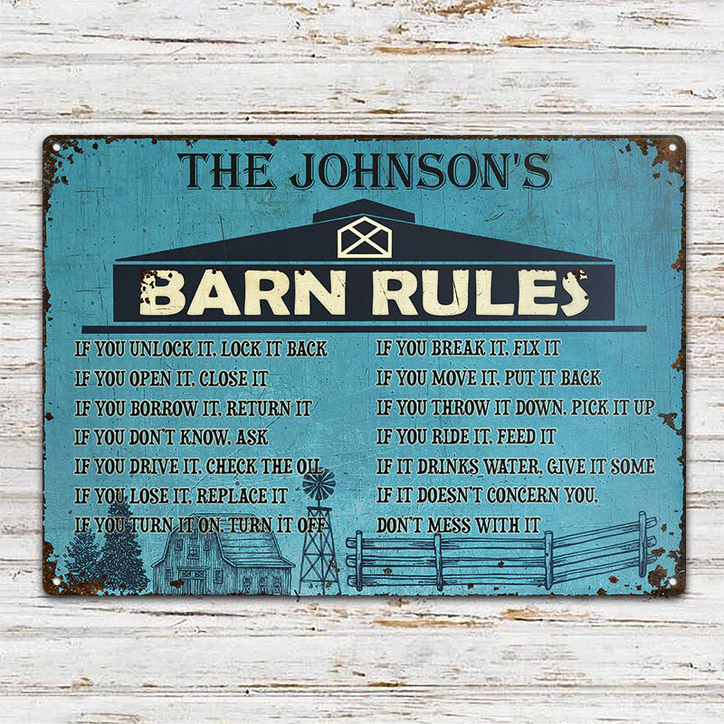Personalized Farm Barn Rules Customized Classic Metal Signs - Image 2