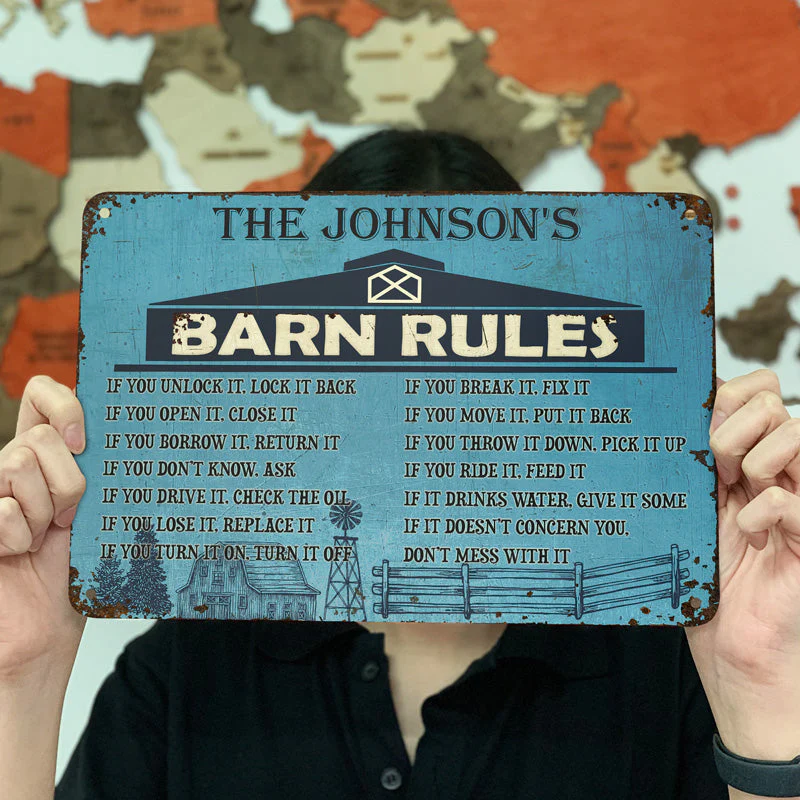 Personalized Farm Barn Rules Customized Classic Metal Signs - Image 3