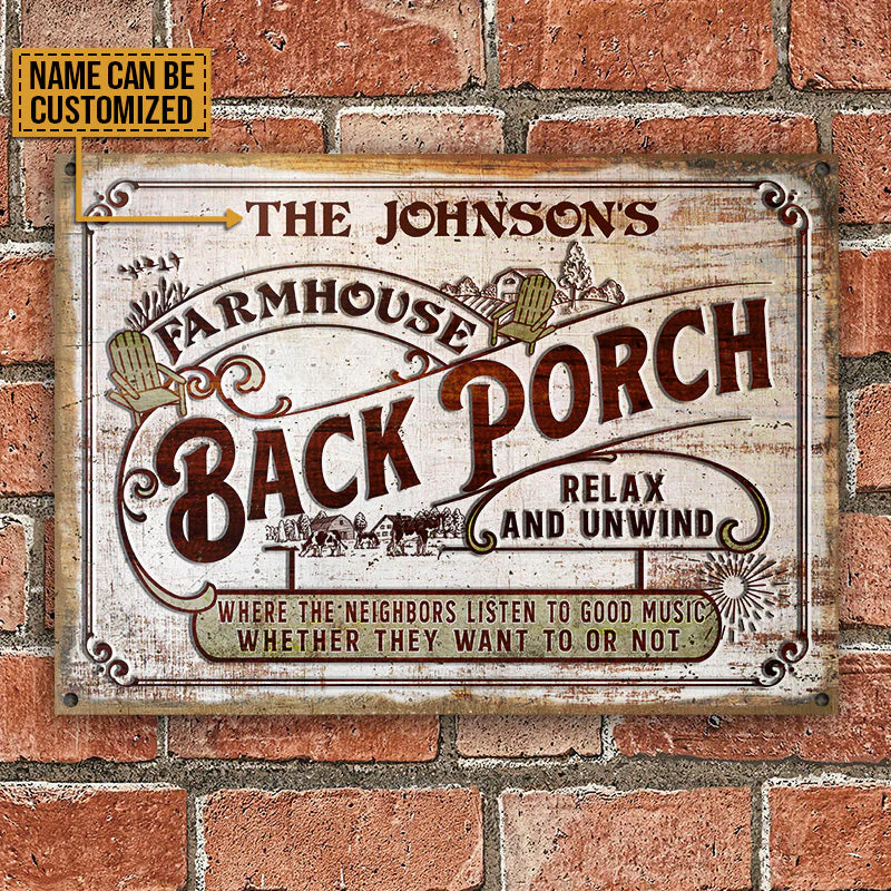 Personalized Farmhouse Back Porch Customized Classic Metal Signs - Image 2