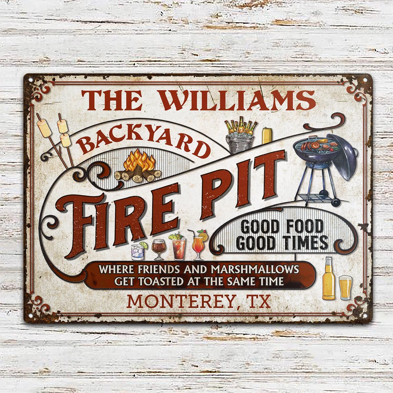 Personalized Fire Pit Get Toasted Custom Classic Metal Signs - Image 2