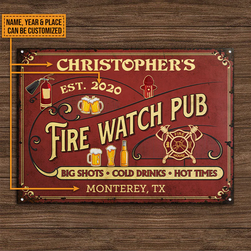 Personalized Firefighter Fire Watch Pub Custom Classic Metal Signs - Image 4