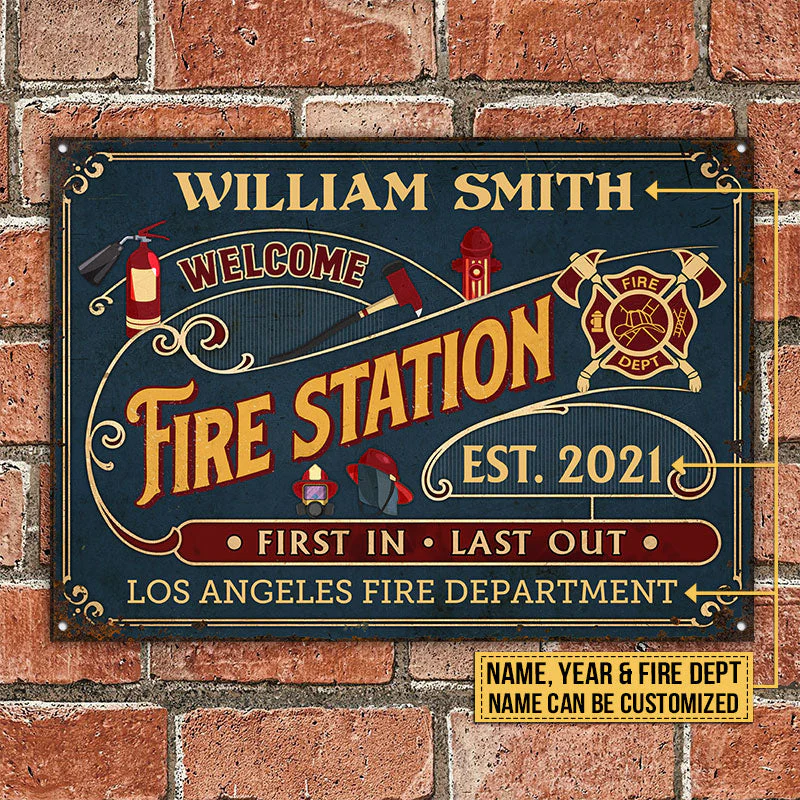 Personalized Firefighter Welcome Fire Station Custom Classic Metal Signs - Image 2
