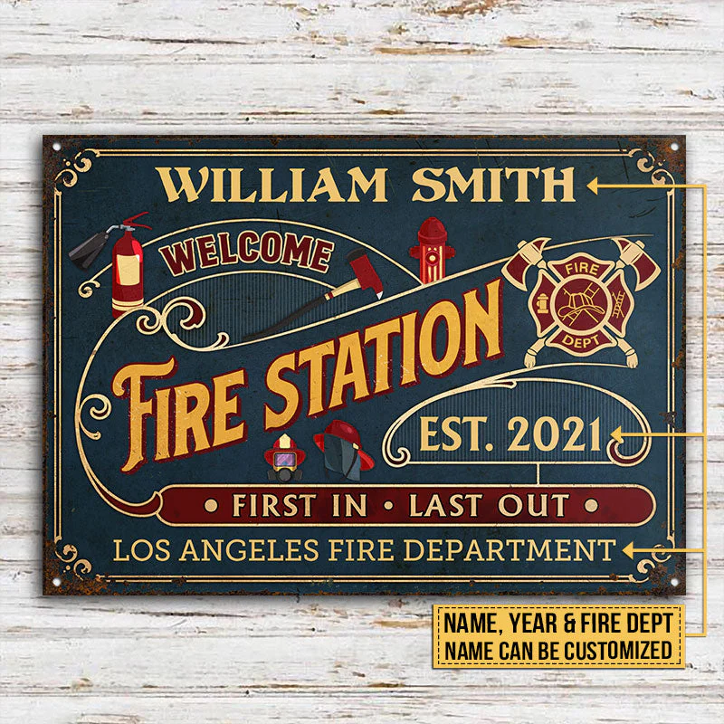 Personalized Firefighter Welcome Fire Station Custom Classic Metal Signs - Image 3