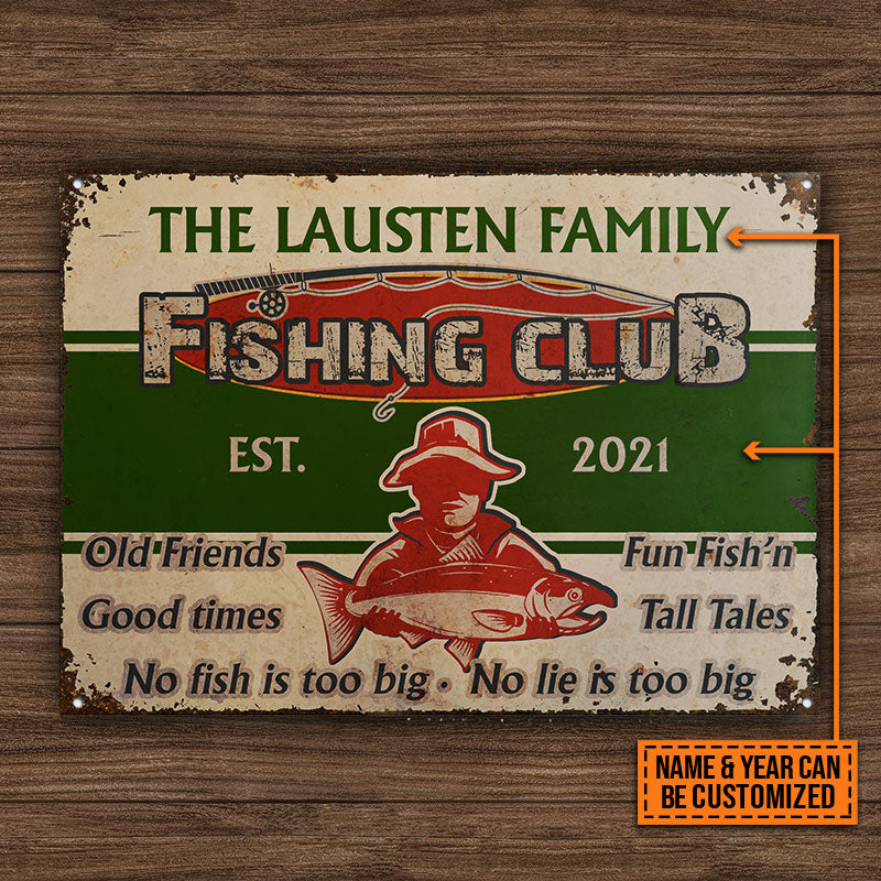 Personalized Fishing No Fish Is Too Big Custom Classic Metal Signs - Image 4