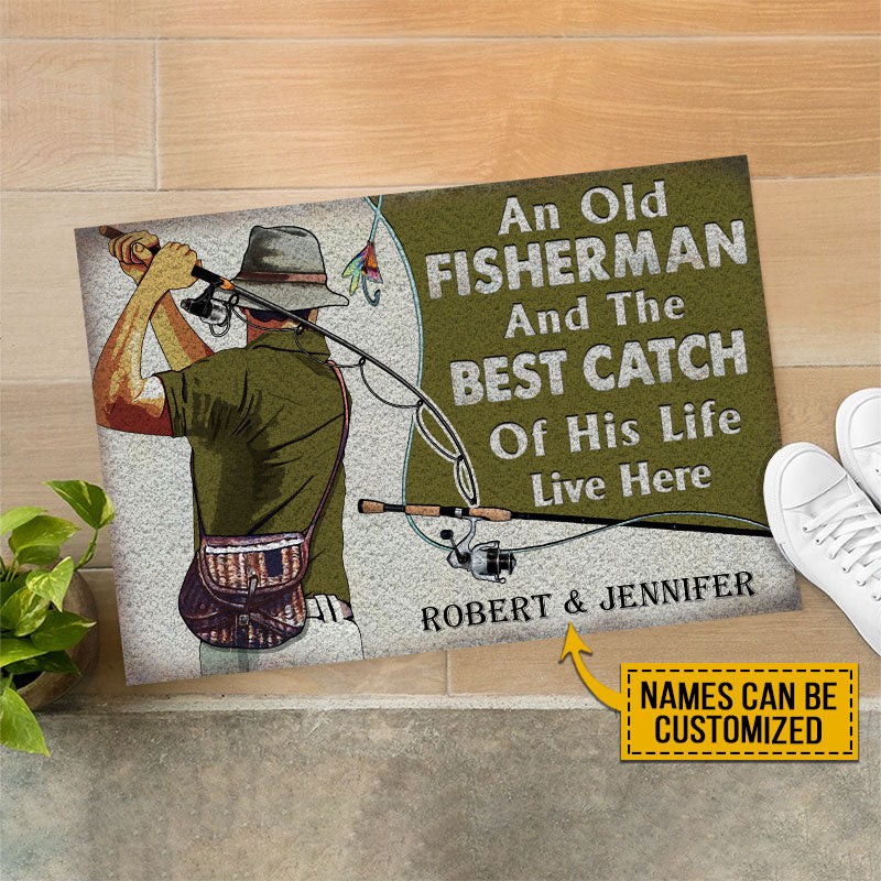 Personalized Fishing Old Couple The Best Catch Live Here Customized Doormat - Image 3