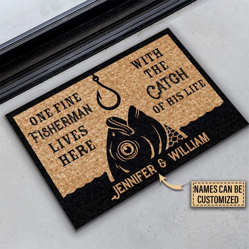 Personalized Fishing One Fine Fisherman Customized Doormat - Image 3