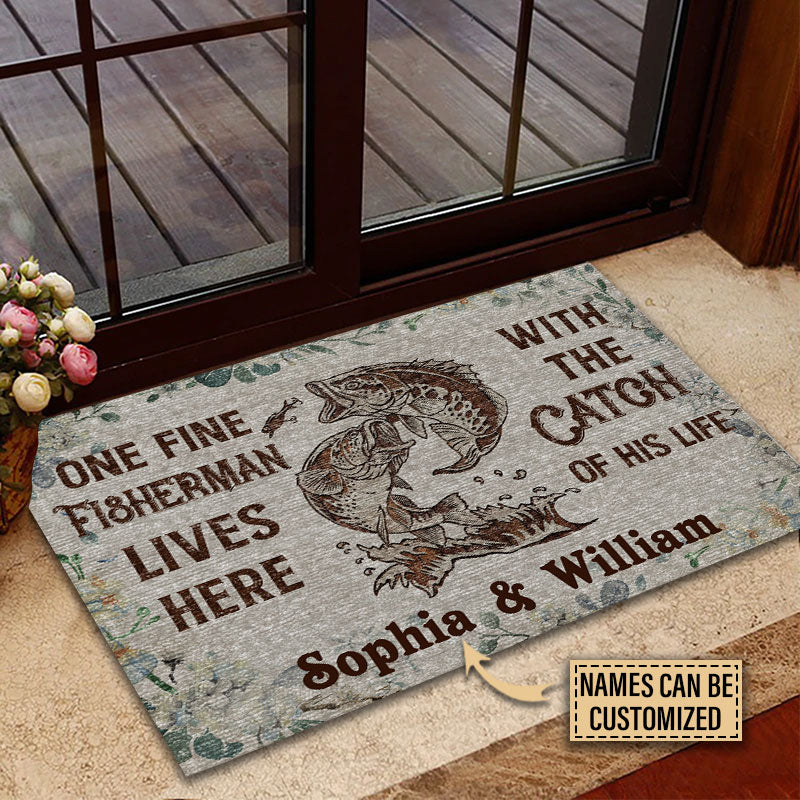 Personalized Fishing The Catch Of His Life Custom Doormat - Image 4