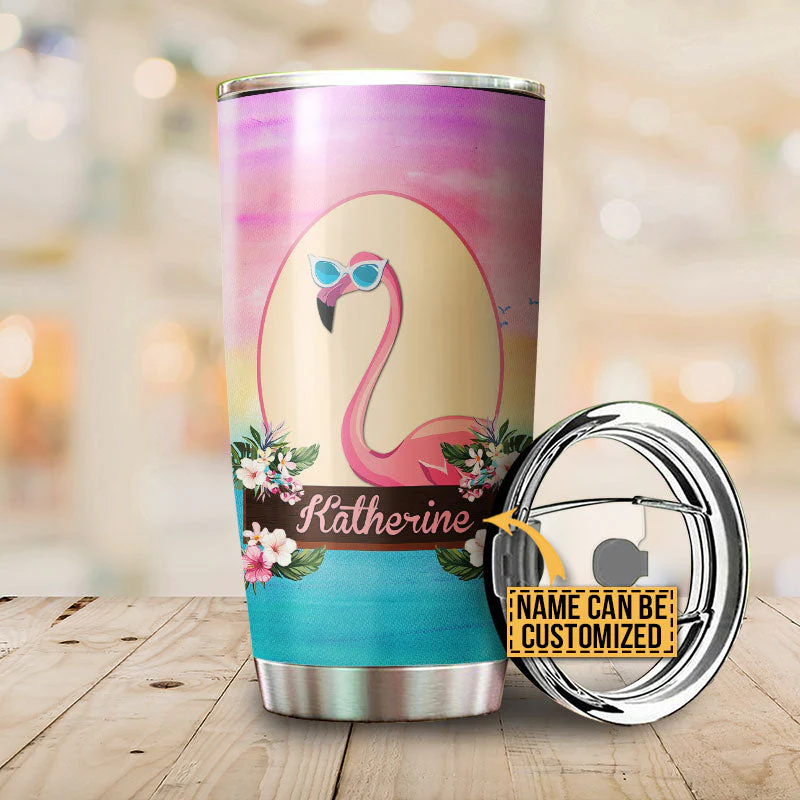 Personalized Flamingo Flock Of Pigeons Custom Tumbler - Image 2
