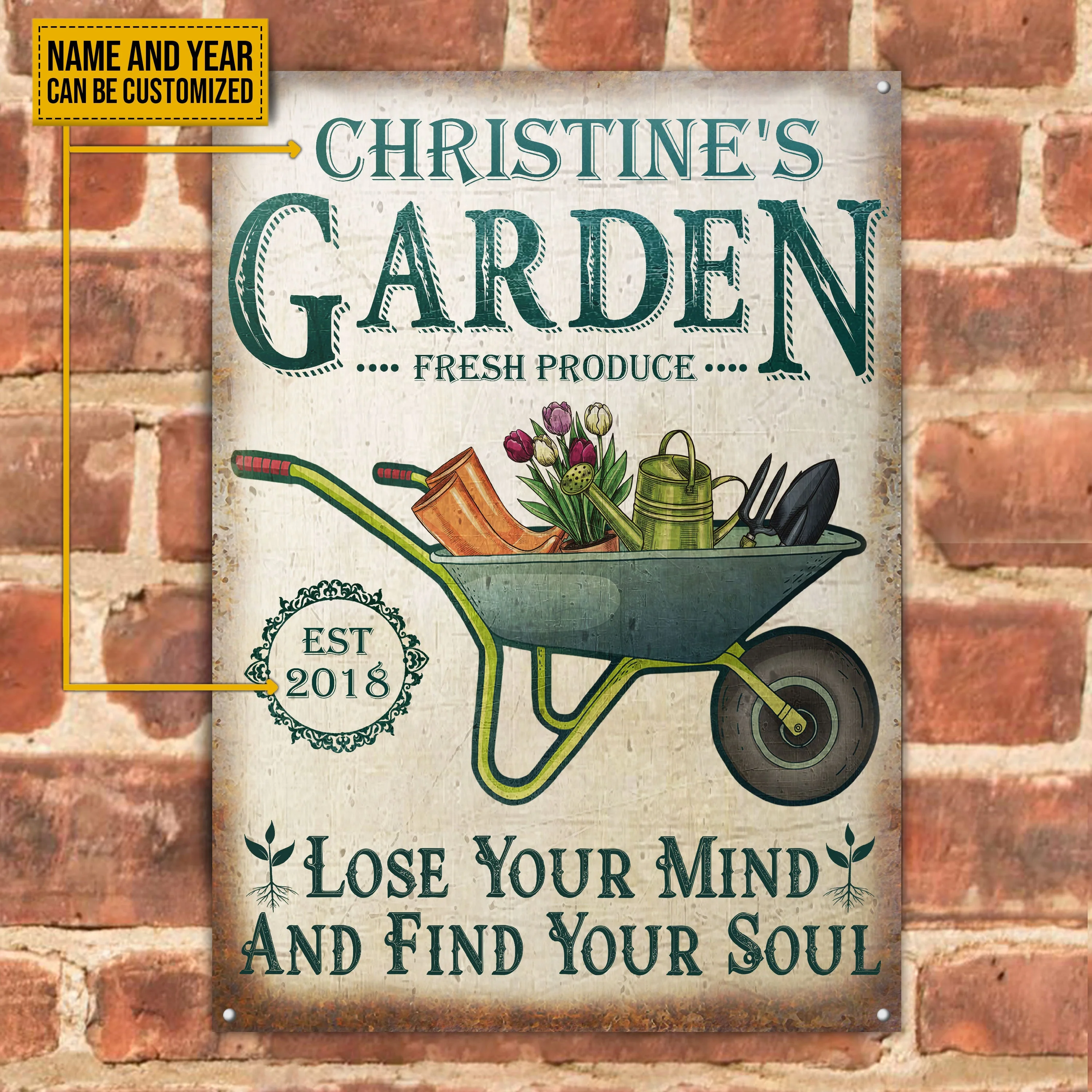 Personalized Garden Find Your Soul Customized Classic Metal Signs - Image 2