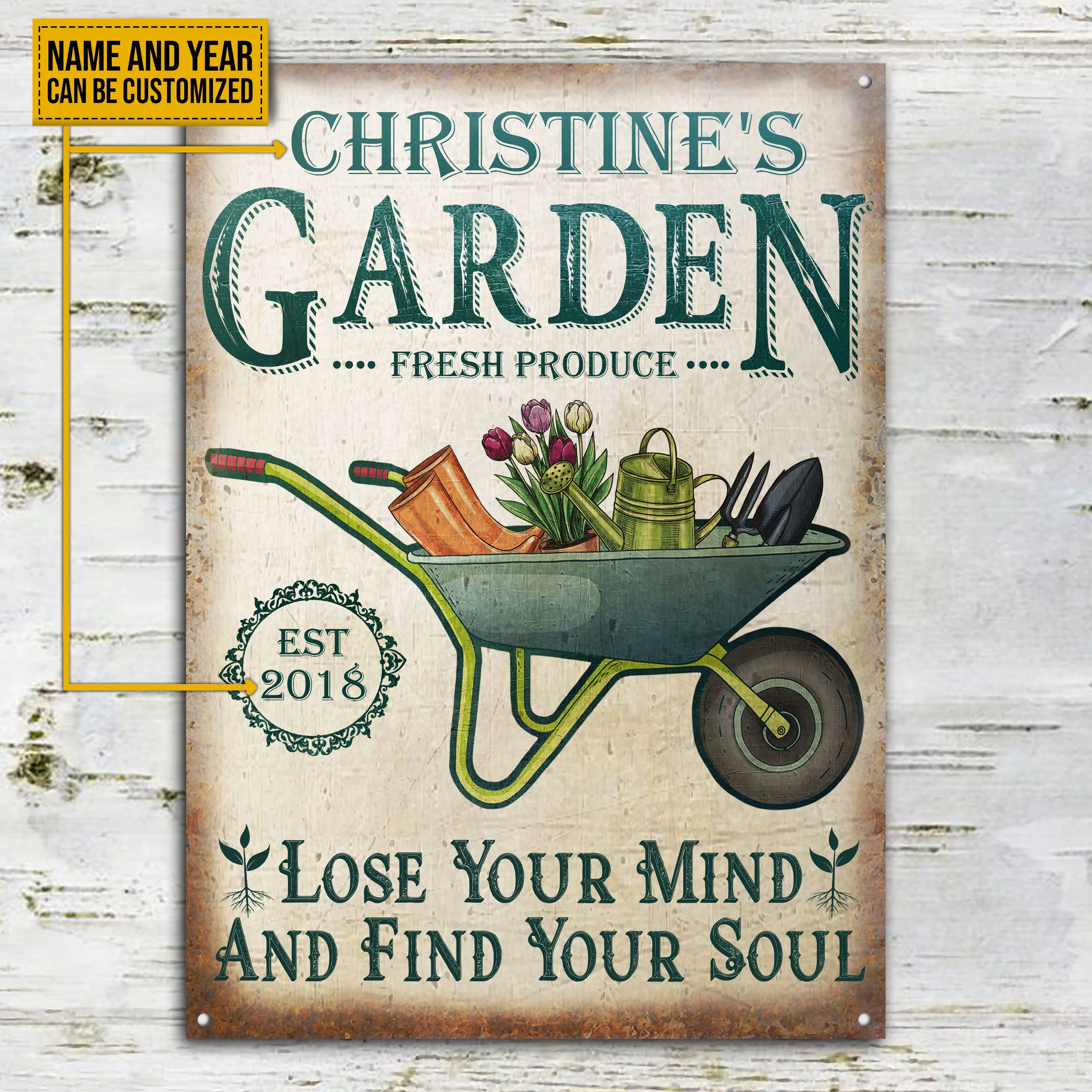 Personalized Garden Find Your Soul Customized Classic Metal Signs - Image 3