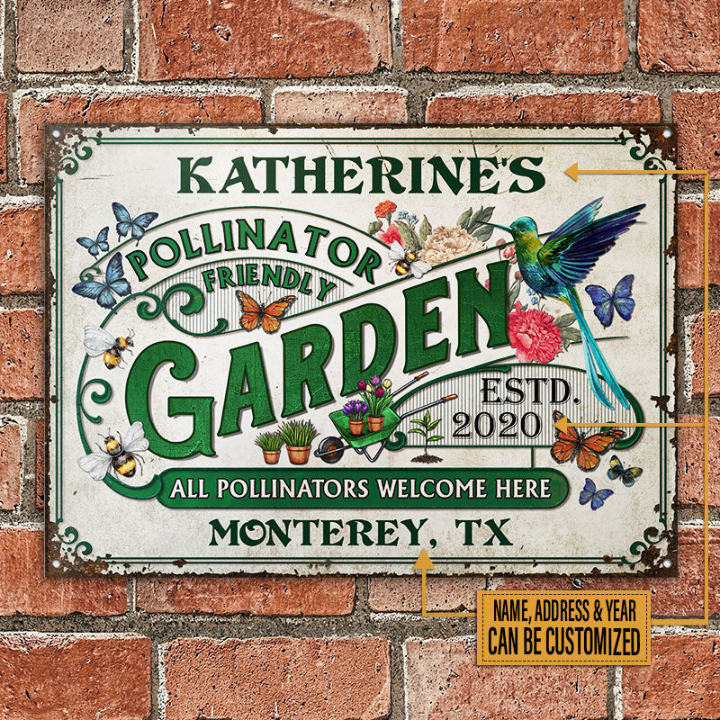 Personalized Garden Pollinator Friendly Welcome Custom Classic Metal Signs - Image 2