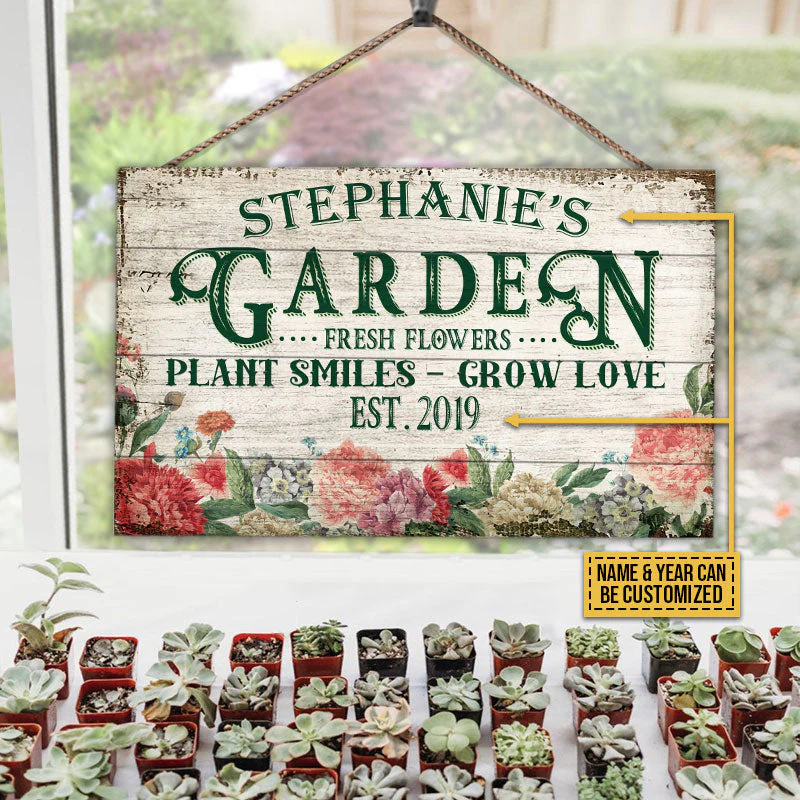Personalized Gardening Grow Love Customized Wood Rectangle Sign - Image 3