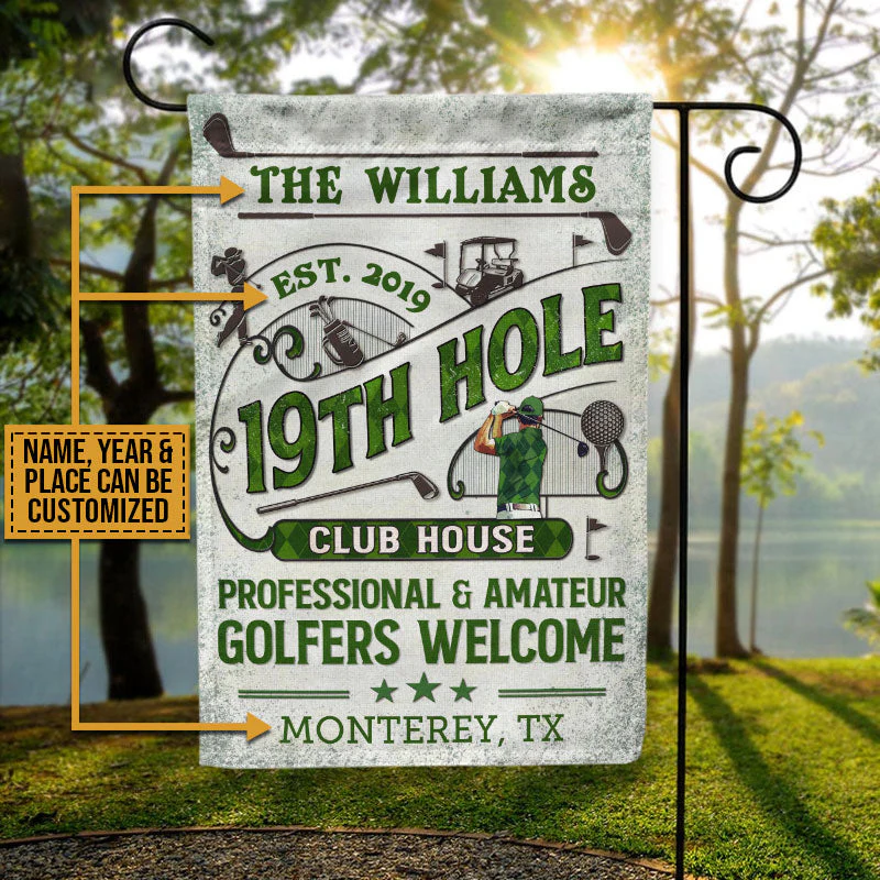 Personalized Golf 19th Hole Club House Golfer Welcome Custom Flag - Image 3