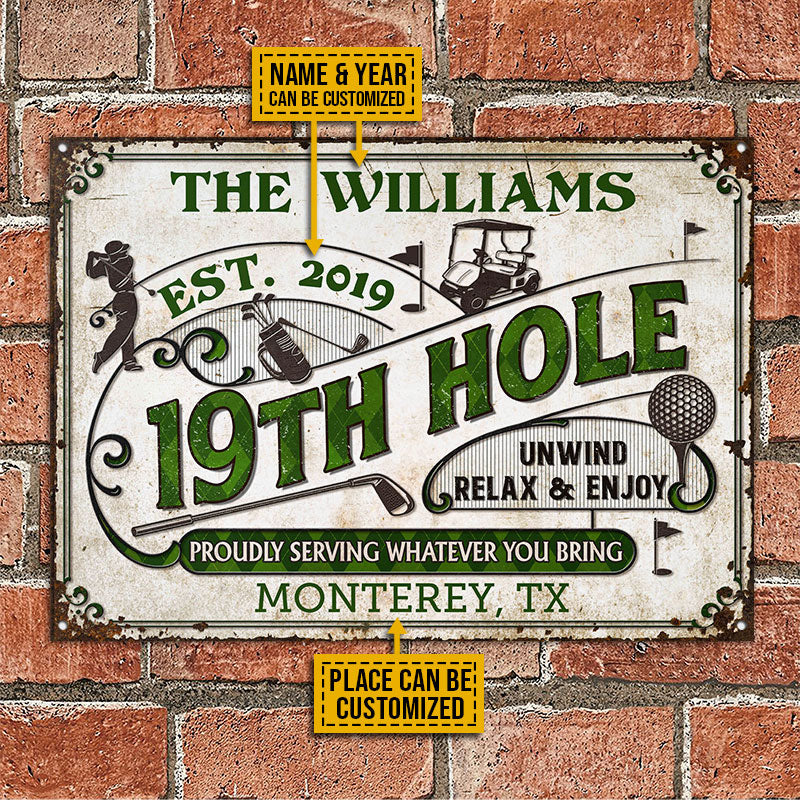 Personalized Golf 19th Hole Proudly Customized Classic Metal Signs - Image 2