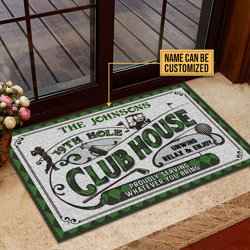 Personalized Golf 19th Hole Proudly Serving Custom Doormat - Image 2