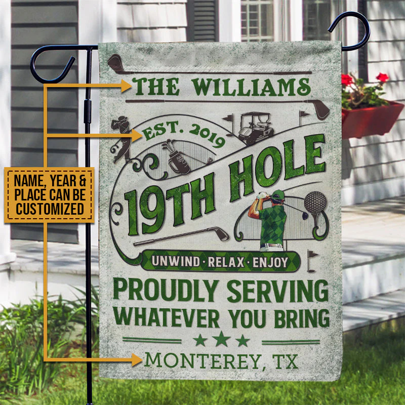 Personalized Golf Golfer 19th Hole Proudly Customized Flag - Image 2