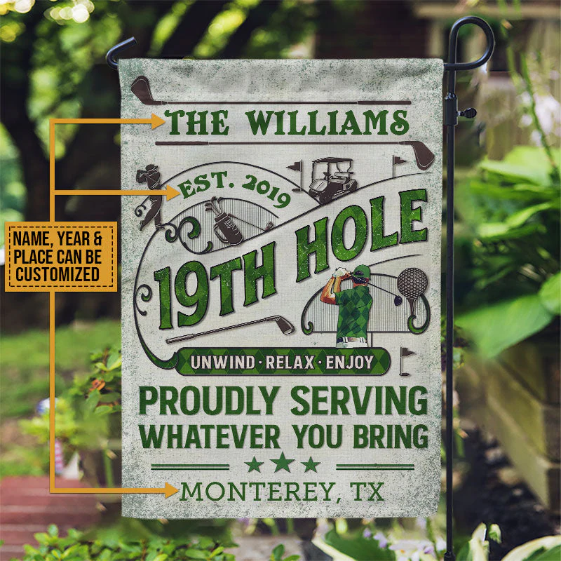 Personalized Golf Golfer 19th Hole Proudly Customized Flag - Image 4
