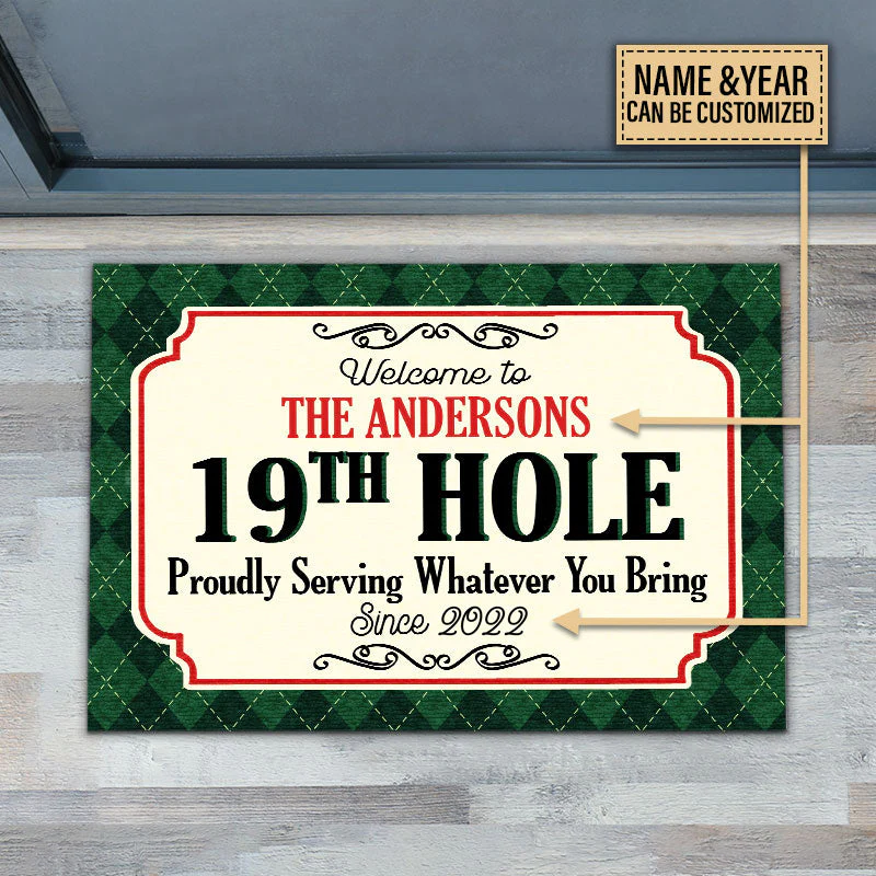 Personalized Golf Welcome 19th Hole Custom Doormat - Image 2